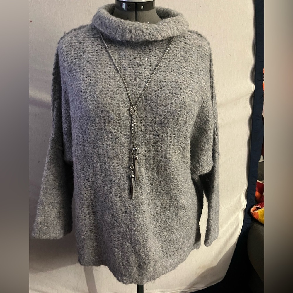 Free People Cozy Heather Gray Cowl Neck Sweater